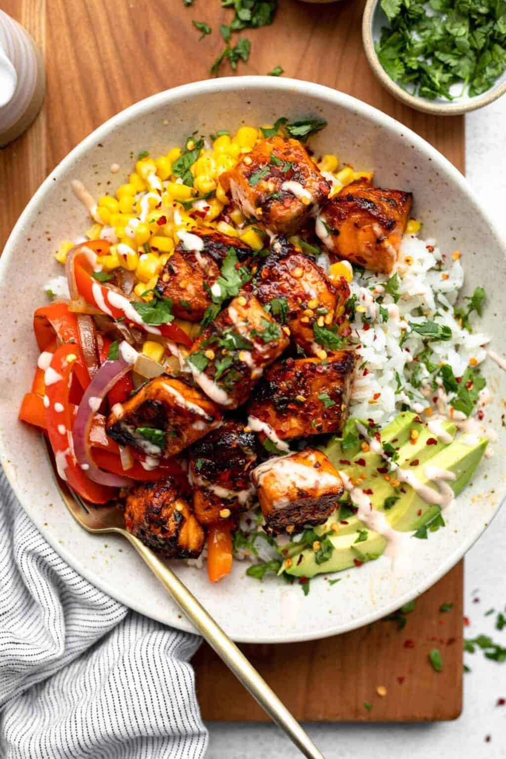 Baked Chili Lime Salmon Bowl