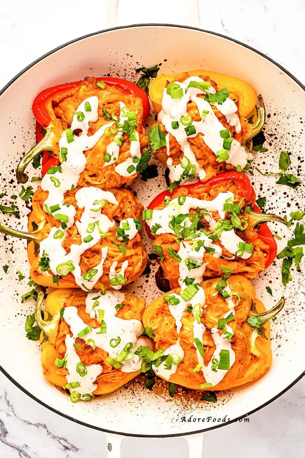 Cheesy Buffalo Chicken Stuffed Bell Peppers