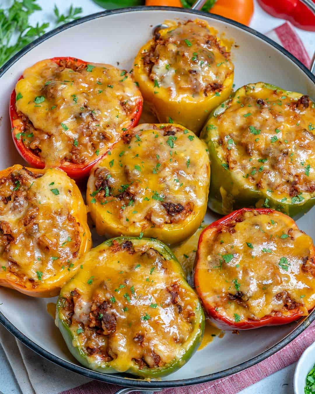 Stuffed Bell Peppers with Ground Beef and Brown Rice